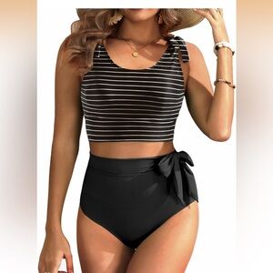 Two piece high waisted tummy control swimsuit Large/ 0110